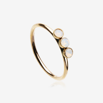 Golden Triple Opalite Sparkle Bendable Twist Hoop Ring-White